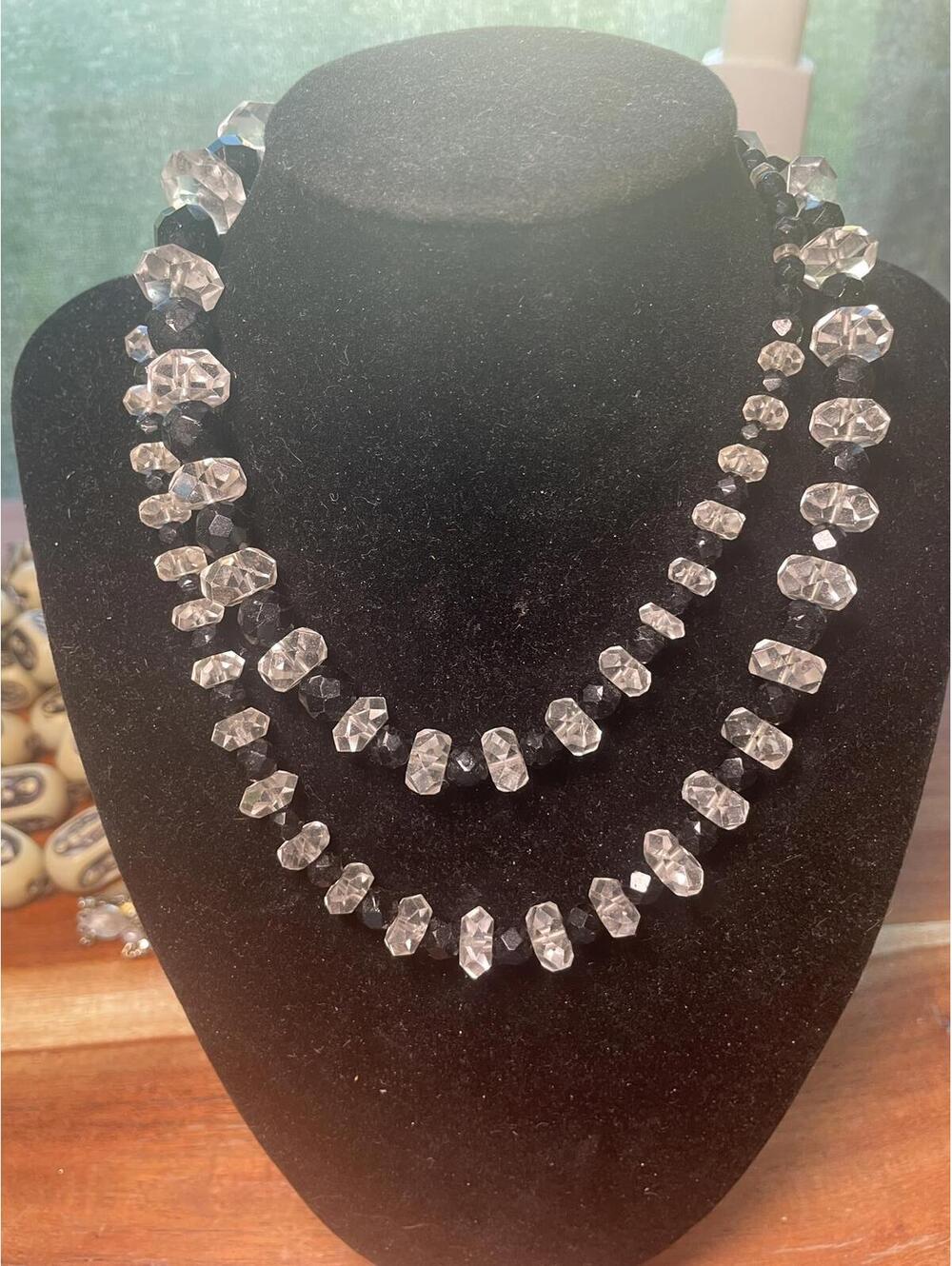Vintage Art Deco Czech Faceted Crystal Bead Necklace